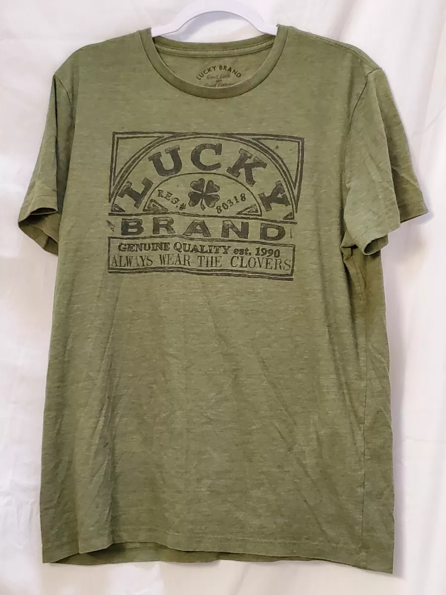 Lucky Brand T Shirt Mens Size Large Green Short Sleeve Shamrock Logo  California