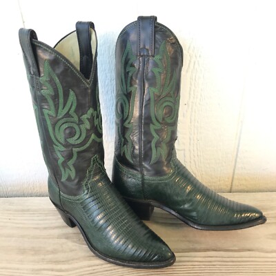希少USA製Justin Bootsウエスタンブーツ グリーン リザードレザー 希少USA製Justin Bootsウエスタンブーツ グリーン リザード