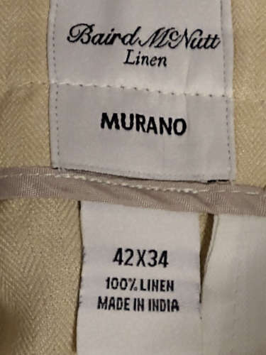 Baird McNutt Linen Pants Mens 42 34 Beige Pattern Murano Lightweight Breathable - Picture 3 of 6
