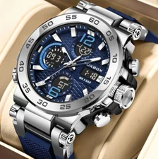 Luxury Mens Watch Quartz Diver Sport Digital Analog 5ATM Waterproof Wristwatch
