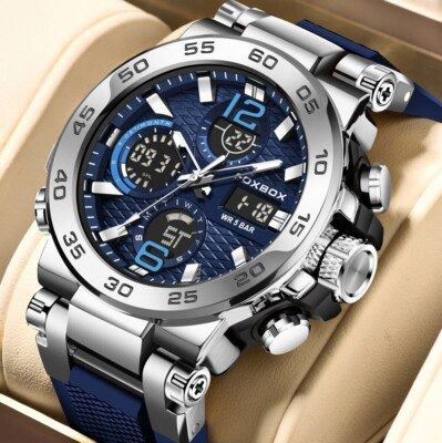 #ad Luxury Mens Watch Quartz Diver Sport Digital Analog 5ATM Waterproof Wristwatch $23.74