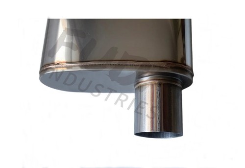 Universal Oval Muffler, 2.5" Inlet Offset/2.5"Outlet Center Exhaust 409S - Foto 5 di 5