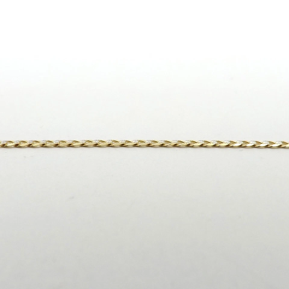 10k Gold Cuban Curb Link Pendant Chain Necklace Textured Two Tone New 18in - Image 4 of 4