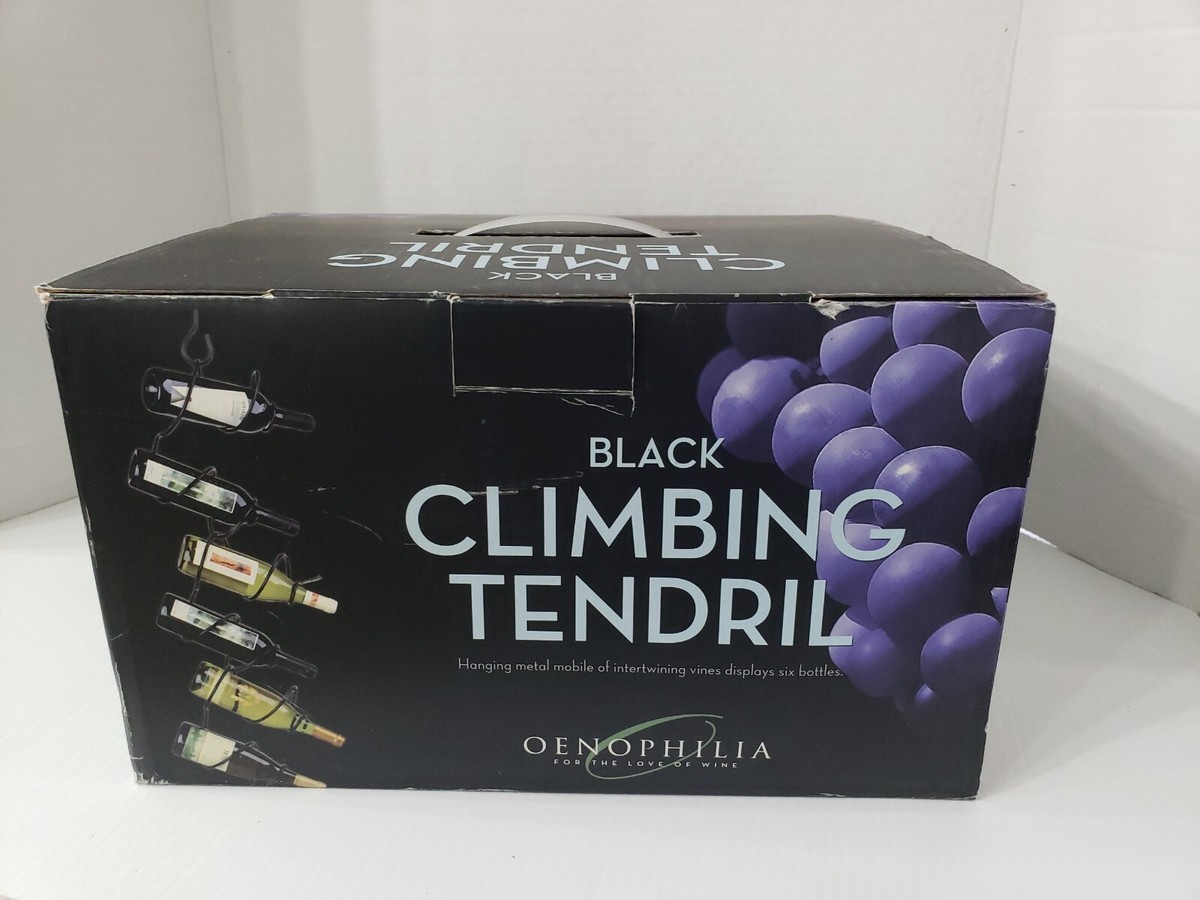 Oenophilia Climbing Tendril Hanging Wine Rack, Black Bottle