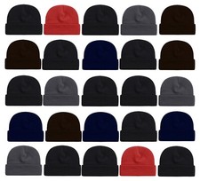 25 Pack Kids Winter Beanies, Knitted Cuffed Stretchy Boys Girls Toboggan Cap