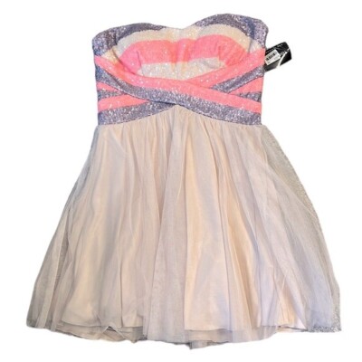Mini Dress Junior's Size 7 Teeze Me Pink Purple Sequin Tulle Homecoming NEW