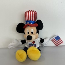Disney Patriotic Mickey Bean Bag Plush USA Shirt/ Holding Flag/ Hat