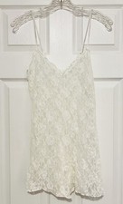 Hanky Panky Women  s White Lace Bodysuit Sheer Floral Adjustable Straps Medium
