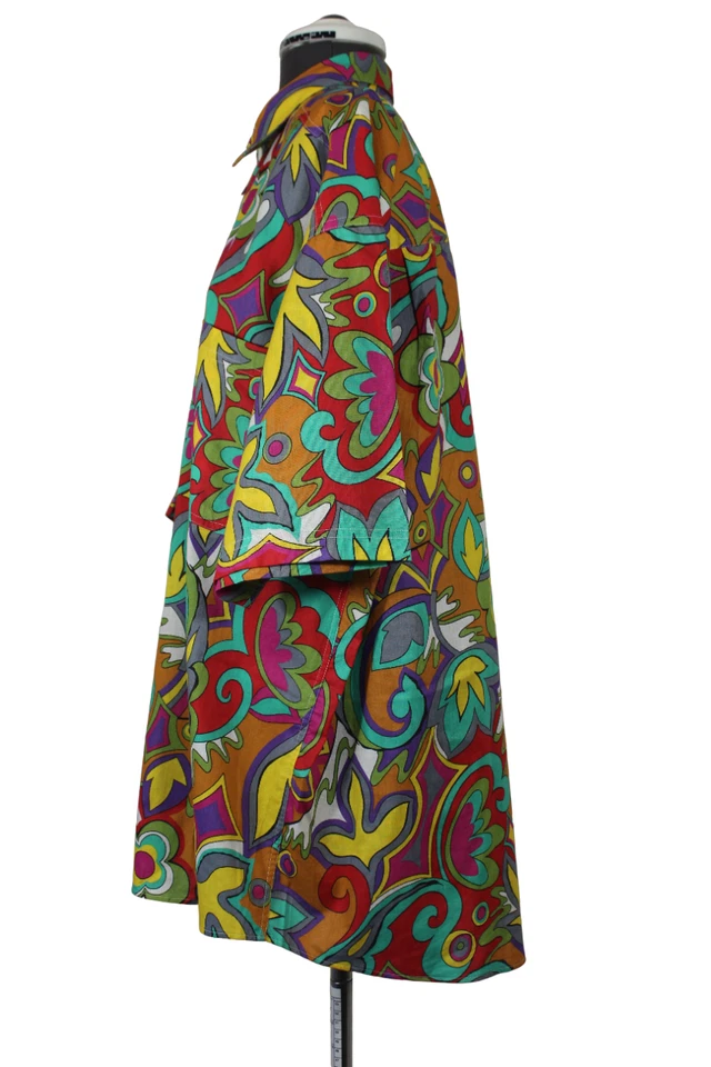 Vintage 90s men's retro psychedelic boho hippie button shirt short 2pc set - Image 4 of 4