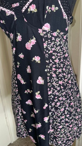 BISOU BISOU intimates black floral babydoll lingerie sleepwear nightie size M/L - Picture 5 of 9