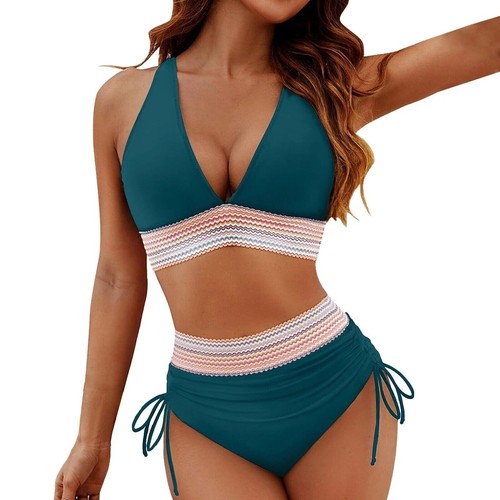 Damen Push-Up Bikini Set Badeanzug Bademode Bauchweg Schwimmanzug Hohe Taille - Bild 7 von 36