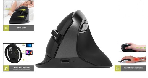 Kabellose ergonomische vertikale Maus 6 Tasten 4000 DPI leise Bluetooth USB - Bild 2 von 11