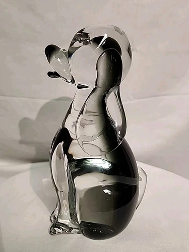 Rare Vtg Murano Art Glass Large Dog Figurine Sculpture Smokey Black