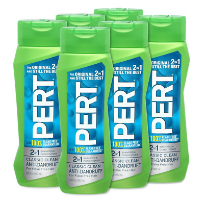 PERT 2 in 1 Shampoo and Conditioner, Anti-Dandruff, 13.5 Fl. Oz (Pack of 6)