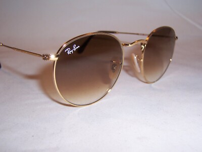 New RAY BAN Sunglasses ROUND METAL 3447 001/51 GOLD/BROWN 50mm AUTHENTIC