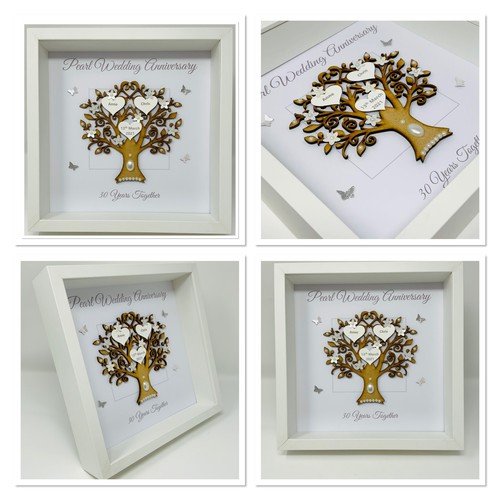 30th Pearl Wedding Anniversary Family Tree Picture Frame Personalised - Picture 4 of 6