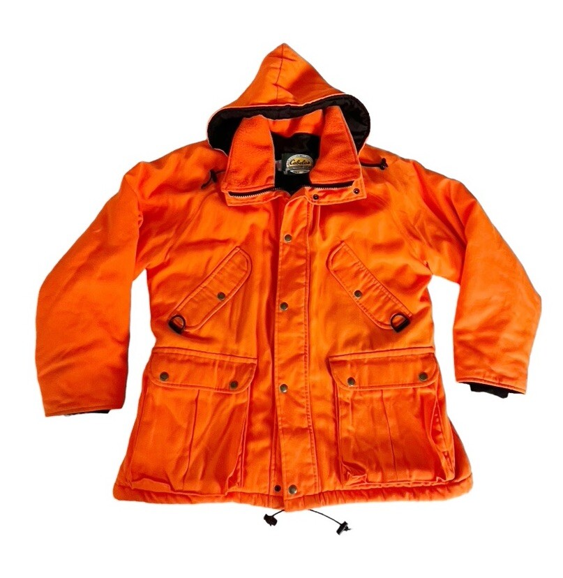 VTG Cabelas Gore-Tex Blaze Orange Waterproof Jacket Men's Sz Large Made ...