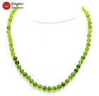 Necklace for Women Jewelry 17" nec6484 Trendy Round 10mm Green Natural Peridot