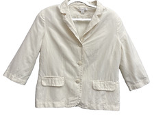 Coldwater Creek Size 14 Cream Blazer Jacket Silk Linen Lightweight Button Woman