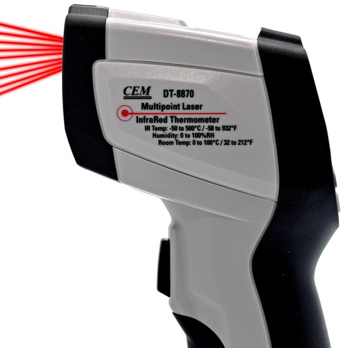 Multi Laser Infrared Kontaktlos Thermometer Pyrometer -50..500 °C Feuchtemessung - Bild 8 von 9
