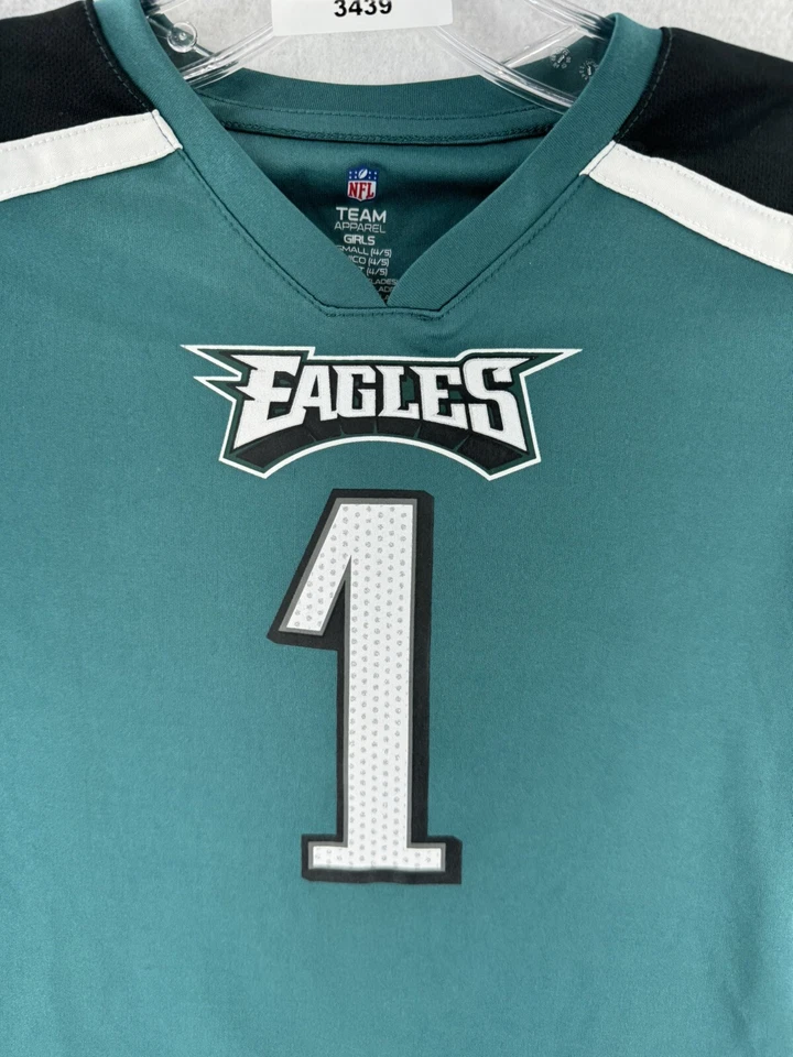 Camiseta verde Philadelphia Eagles Jalen Hurts #1 NFL jóvenes niñas XS 4-5 Foto 2 de 4