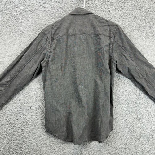 Howe Button Up Shirt Adult Medium Black Hairline Stripes Long Sleeve Pocket Mens - Picture 2 of 10