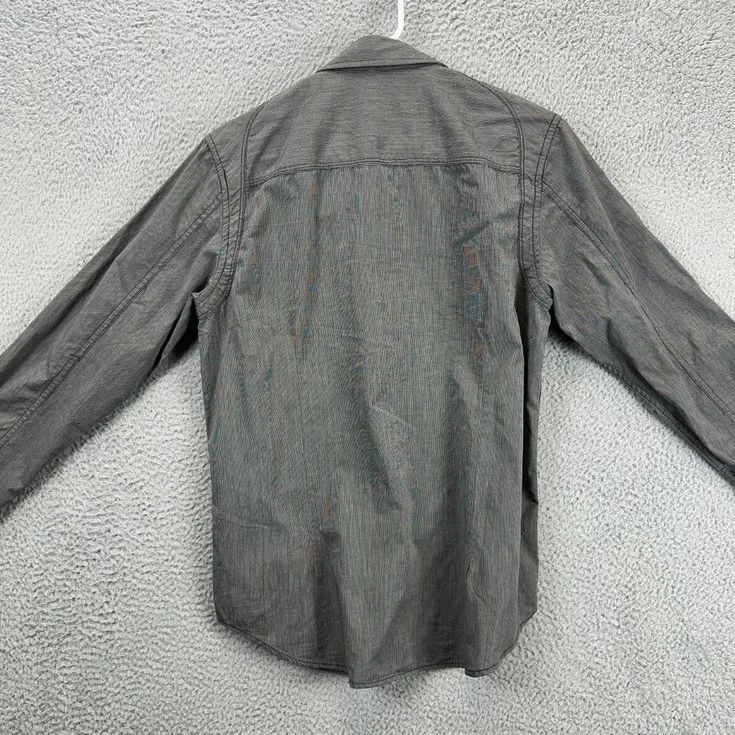 Howe Button Up Shirt Adult Medium Black Hairline Stripes Long Sleeve Pocket Mens - Image 2 of 4