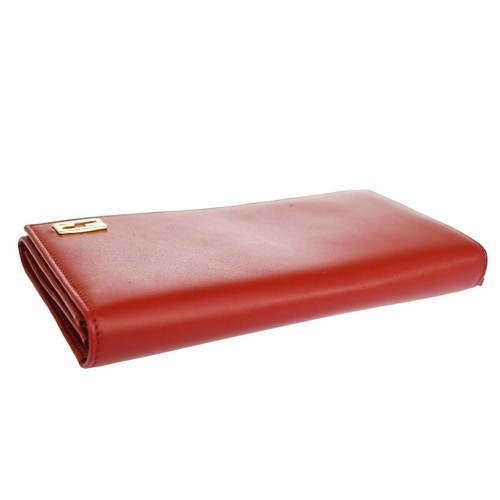 FENDI Logo Long Bifold Wallet Leather Red Gold Italy 64RH623 - Picture 5 of 15