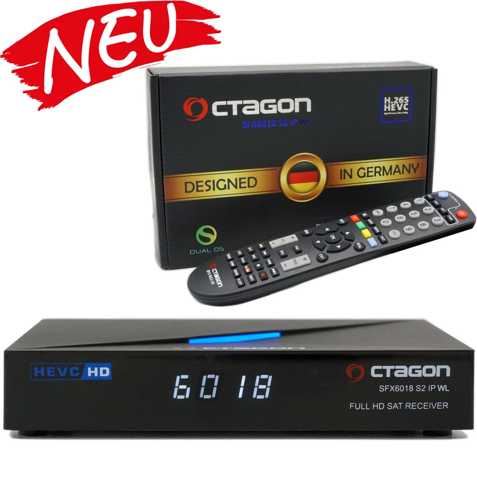 OCTAGON Sat Receiver SFX6018 S2+IP WL HD DVB-S2 E2 Linux Smart TV OS Dual Wifi - Bild 1 von 4