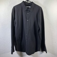 Calvin Klein Mens Shirt XL Black Long Sleeve Lastol Flex White Stripes