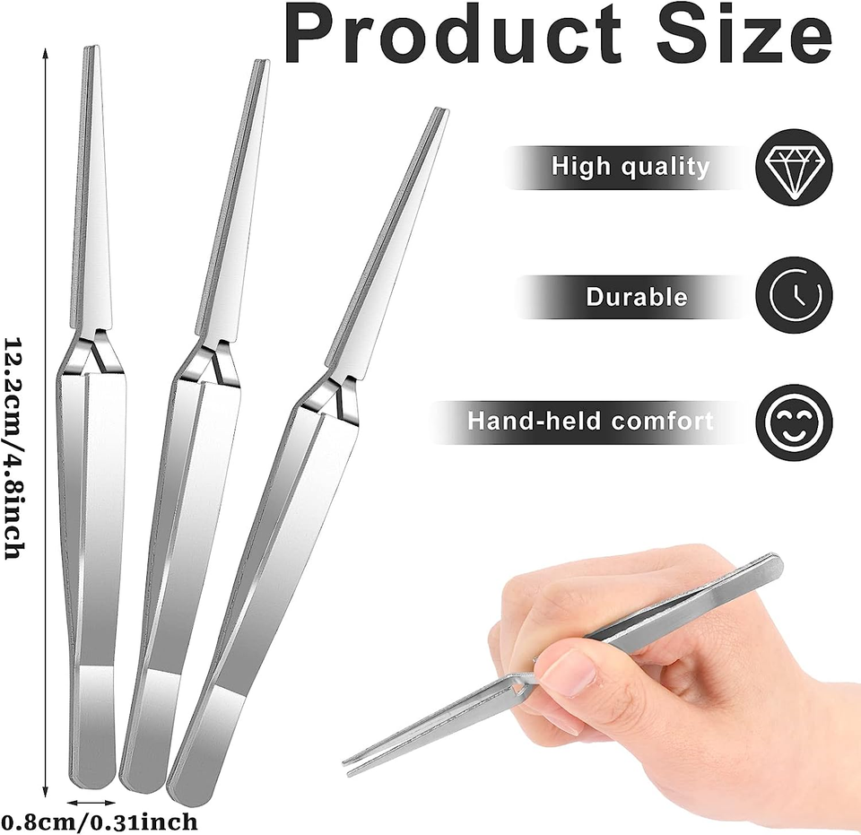 3 Pcs Reverse Tweezers Cross Locking Tweezer for Crafting Electronics