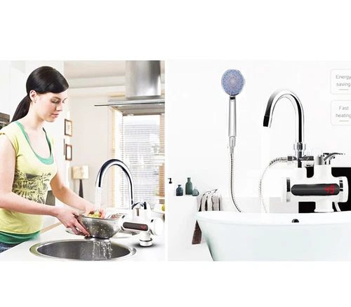 Rubinetto Elettrico Caldaia 3000w Riscaldatore Miscelatore Acqua Calda Doccetta - Foto 2 di 6