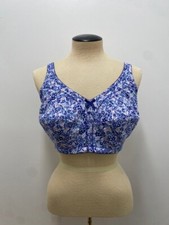 NWOT Comfort Choice Wireless Back Hook Blue Multi Bra Size 38DDD