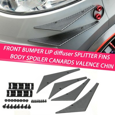 fibra di carbonio auto universale per auto paraurti anteriore per spoiler spoiler per carrozzeria spoiler per paraurti anteriore Pinne per splitter per paraurti anteriore 4 pezzi