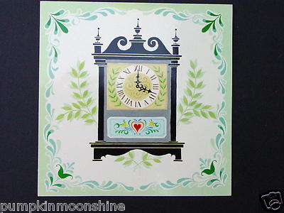 Vintage Get Well Greeting Card Colonial Americana Tile Series Old Fashion Clock