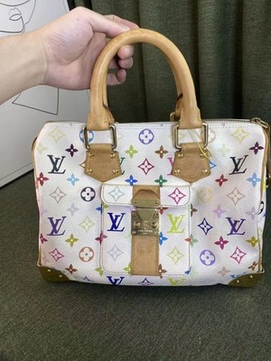 Louis Vuitton ホワイトダミエ ハンドバッグ Louis Vuitton x Takashi Murakami Speedy 30 White Multicolore