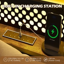 GAINOOM King Bed Platform Bed w/ LED Lights & USB Power Outlets