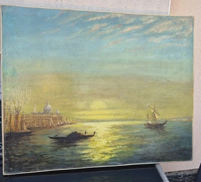 Soleil Couchant sur Venise signé Ziem - Photo 1/4