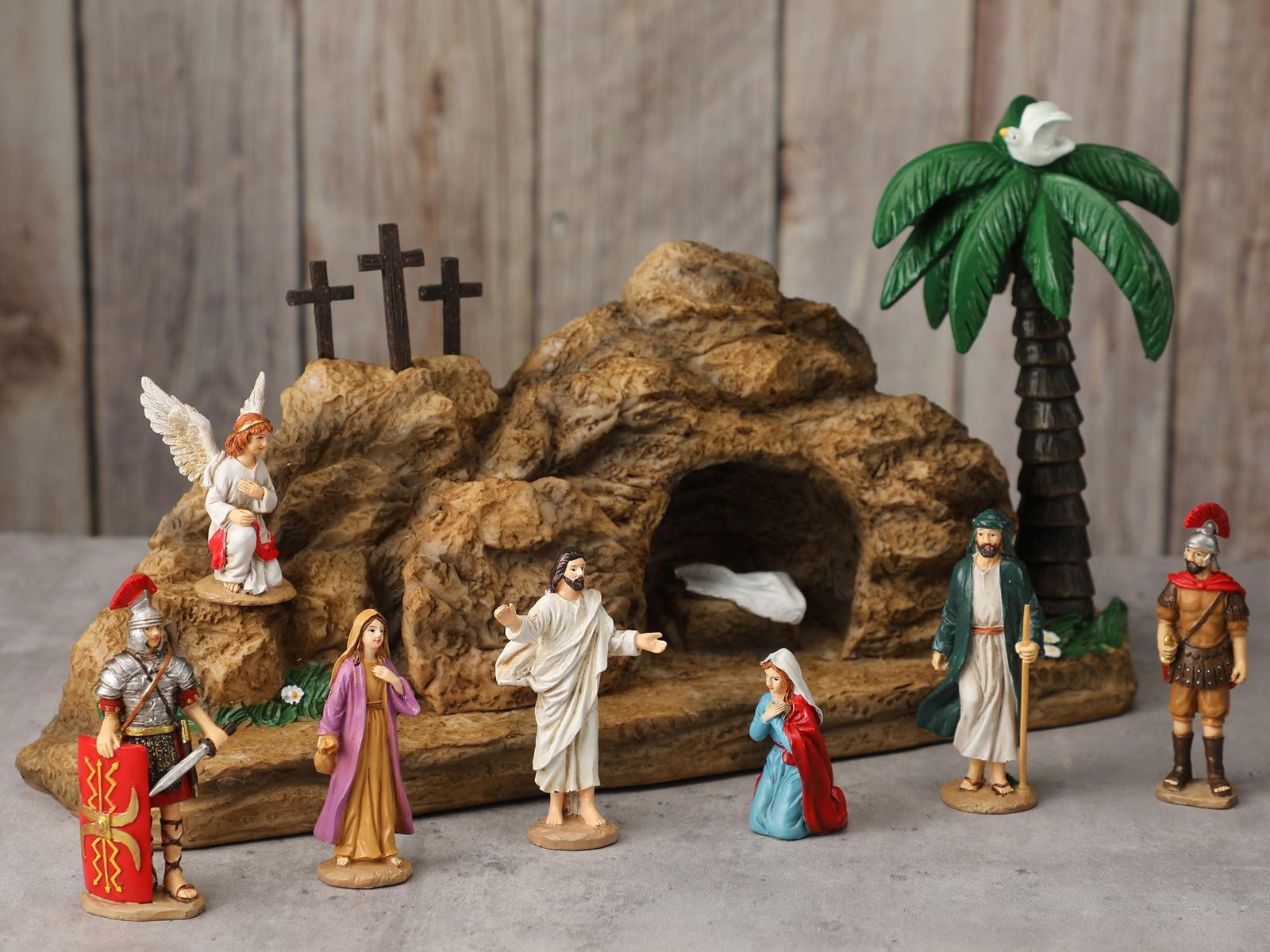 8 Pcs Easter Resurrection Scene Set - Jesus Nativity, Cross & Tomb Decor, Christ