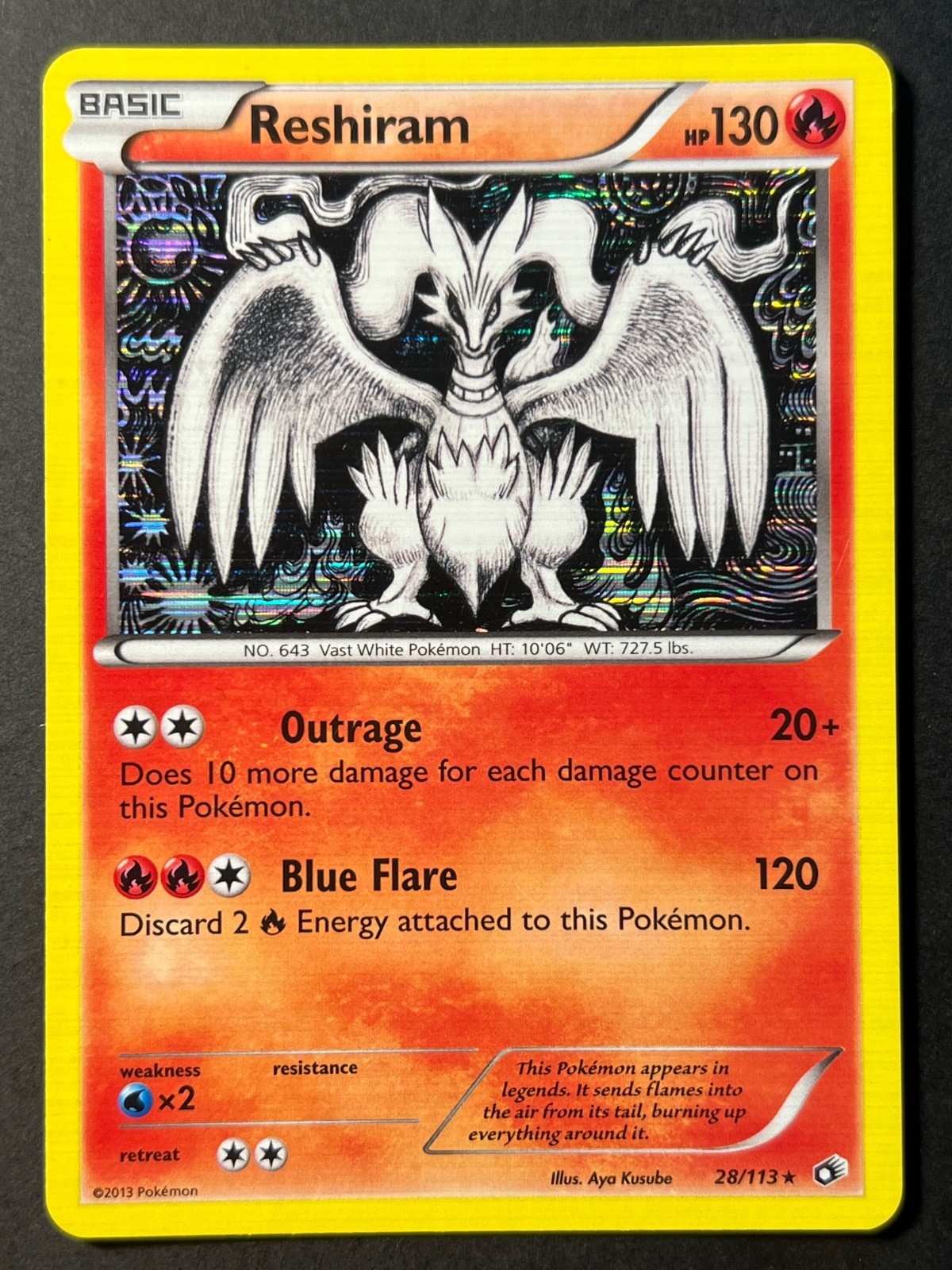 Reshiram 28/113 Holo Rare Legendary Treasures Pokemon Card - LP