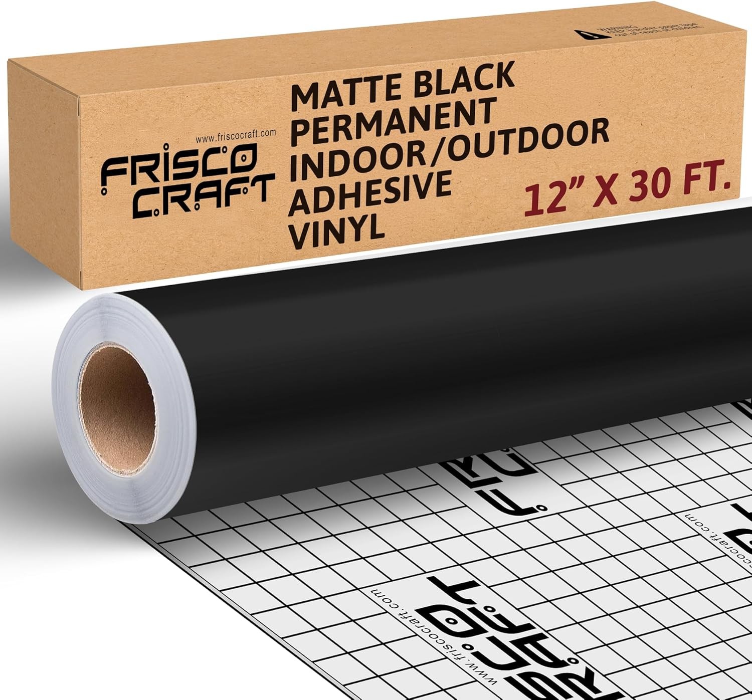 Permanent Vinyl – Matte Black Adhesive Roll, Waterproof & Weather (12" x 30FT)
