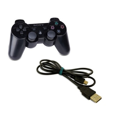 original Sony PS3 Wireless Dualshock Controller in schwarz + USB Ladekabel
