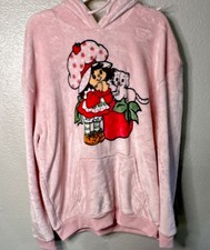 Strawberry Shortcake Pink Fleece Pullover Hoodie S Graphic Print Polyester
