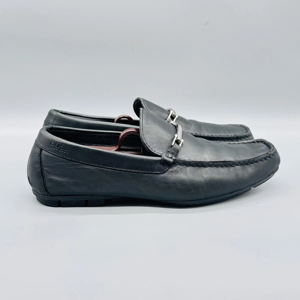 100% Authentic Hugo Boss Men’s Shoe/Slip on Loafer black leather size 9/UK 8 Vintage Hugo Boss Men main image 2