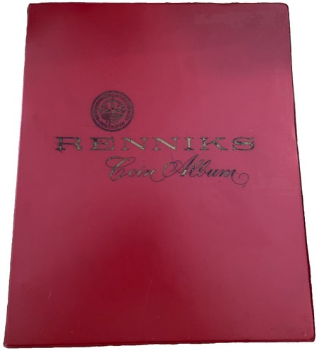 AUSTRALIAN RENNIKS VINTAGE RED 6 PAGES 252 COIN ALBUM | 1937 ONE CROWN EDITION