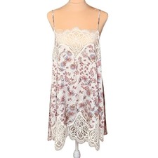 Victoria  s Secret Satin Babydoll Chemises Slip Dress M Paisley Floral Lace