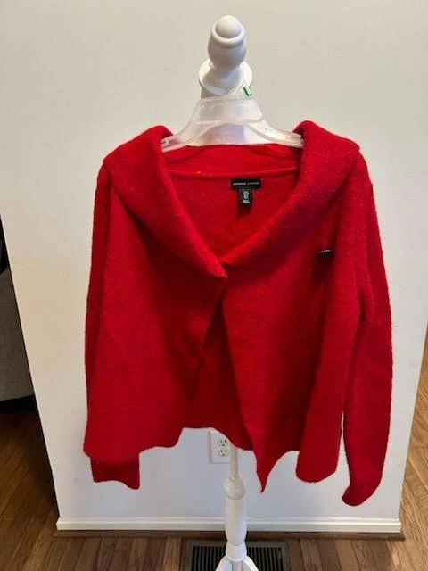Adrienne Vittadini Rojo Suéter Capa Cárdigan Manga Larga Botón Único Talla Pequeña  Foto 4 de 4