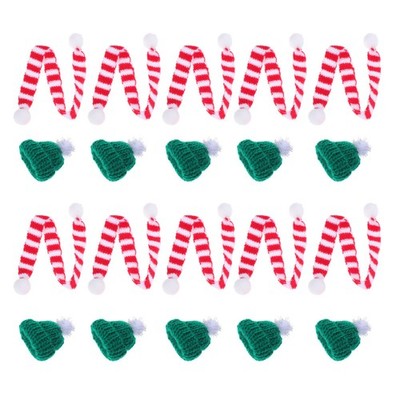 10 Sets Mini Christmas Knit Hat Scarf for DIY Wine Bottle Covers Assorted Colors