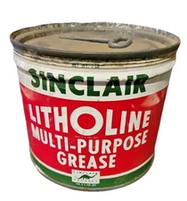 VINTAGE~ SINCLAIR LITHOLIN MULTI-PURPOSE GREASE CAN W/ DINO! Sealed Rare!