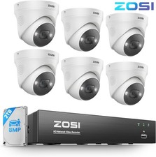 ZOSI 8CH 4K 8MP Outdoor PoE Security Camera System AI Vehicle Detection 2TB HDD